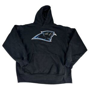 Reebok Carolina Panthers Logo Hoodie Sweatshirt Top Men's M Black Blue Vintage
